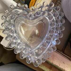 Imperial Glass Candlewick Heart-Shaped Nesting Clear Glass trinket dishes